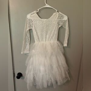 White lace girls dress with tule skirt